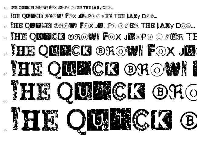 Distressed Ransom Note font waterfall